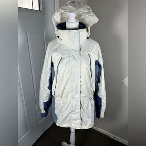 Women’s Columbia Interchange Ski Jacket Fleece Core 3 in 1 Blue White Coat Small
